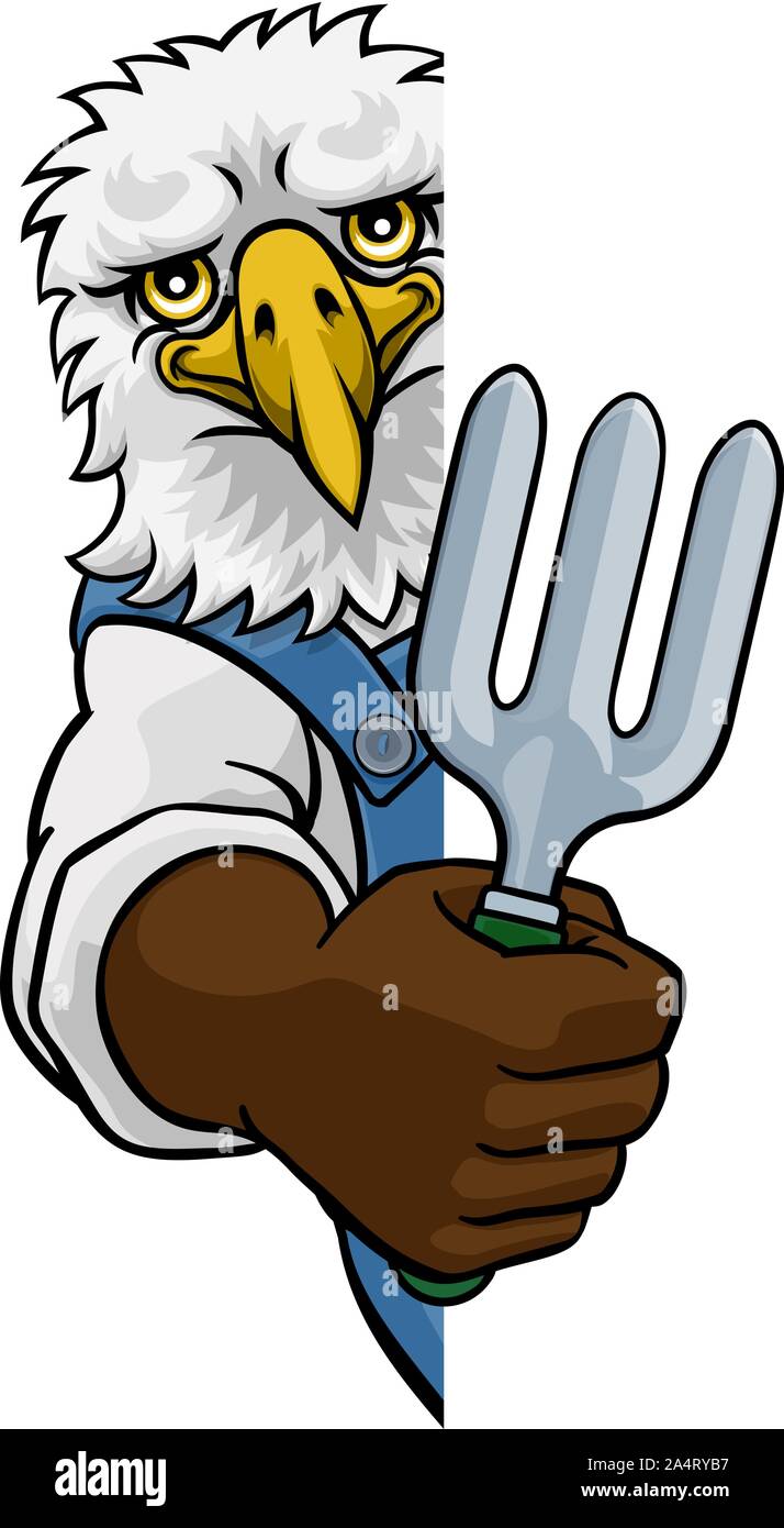 Mascotte des animaux jardinage jardinier Eagle Illustration de Vecteur