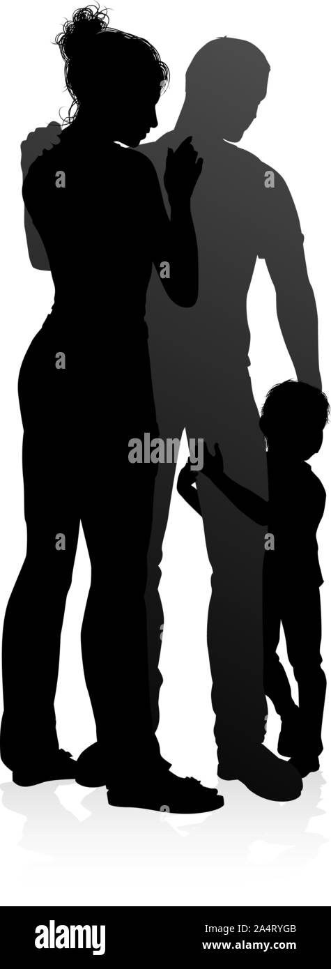 Silhouette Famille détaillée Illustration de Vecteur