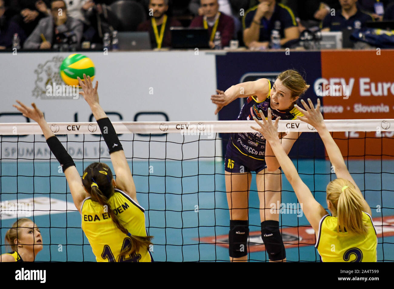 Kimberly Hill au cours de demi-finale 2019 CEV - Imoco Conegliano contre Fenerbahçe, Trévise, Italie, 02 Apr 2019 Ligue des Champions de volley-ball volley-ball, les femmes Banque D'Images