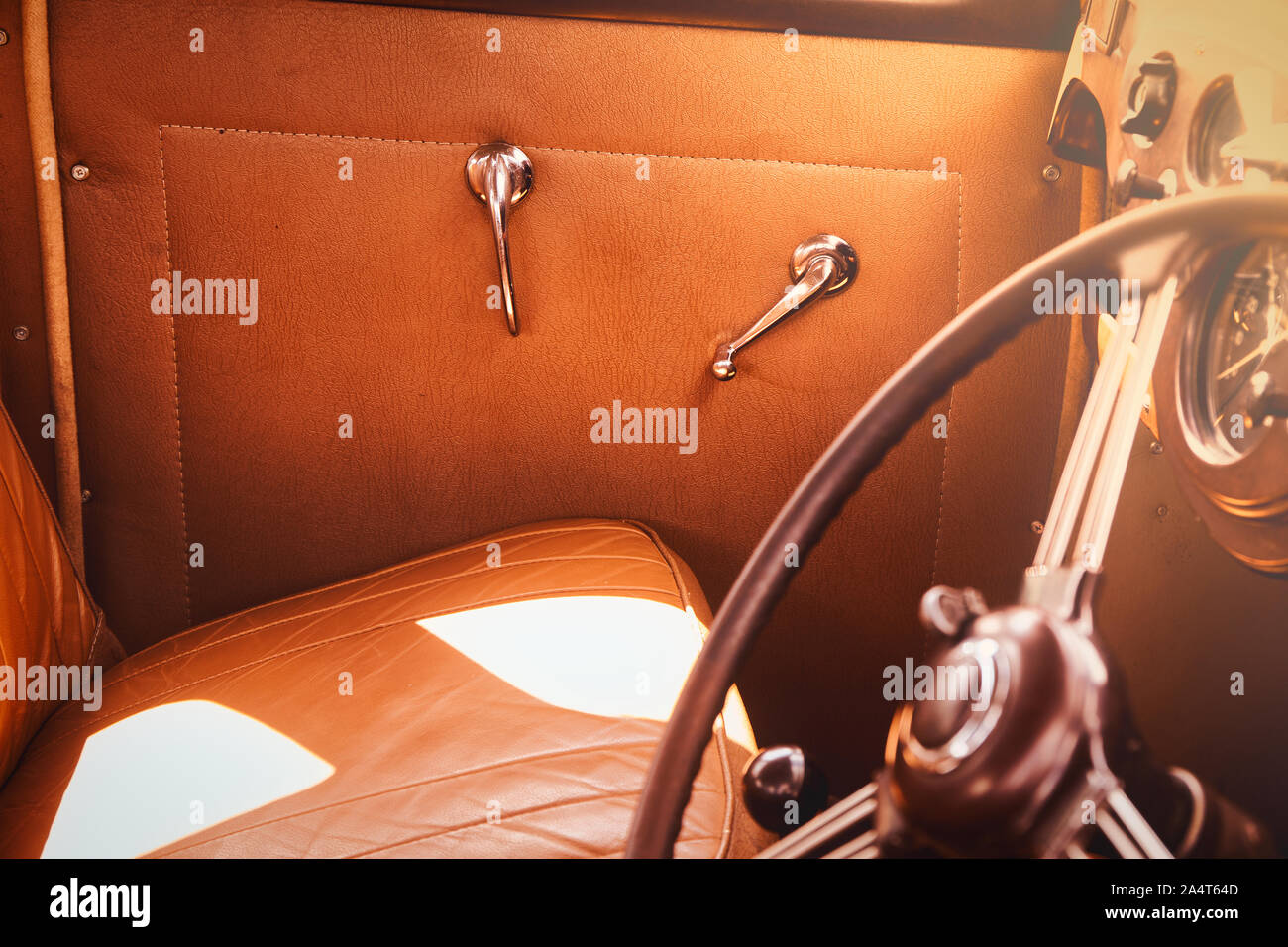 Intérieur de voiture d'époque, Nottingham, Autokarna 2019 Festival des transports, du parc de Wollaton, Nottingham, Nottinghamshire, East Midlands, Angleterre Banque D'Images