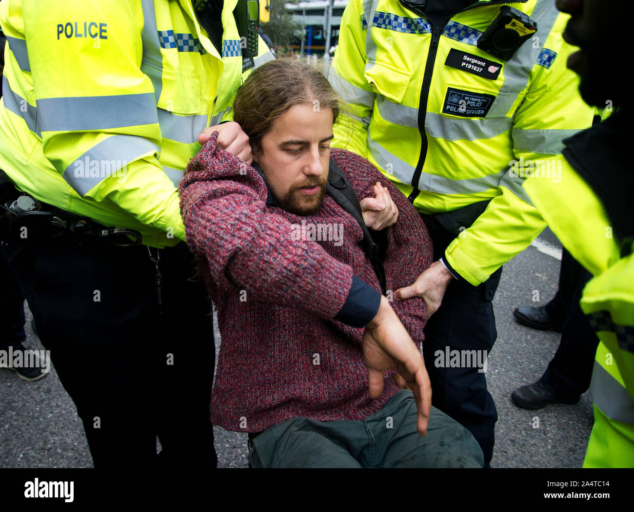 Extinction de la rébellion, Londres, 10 octobre 2019. L'action à l'aéroport de London City. Banque D'Images