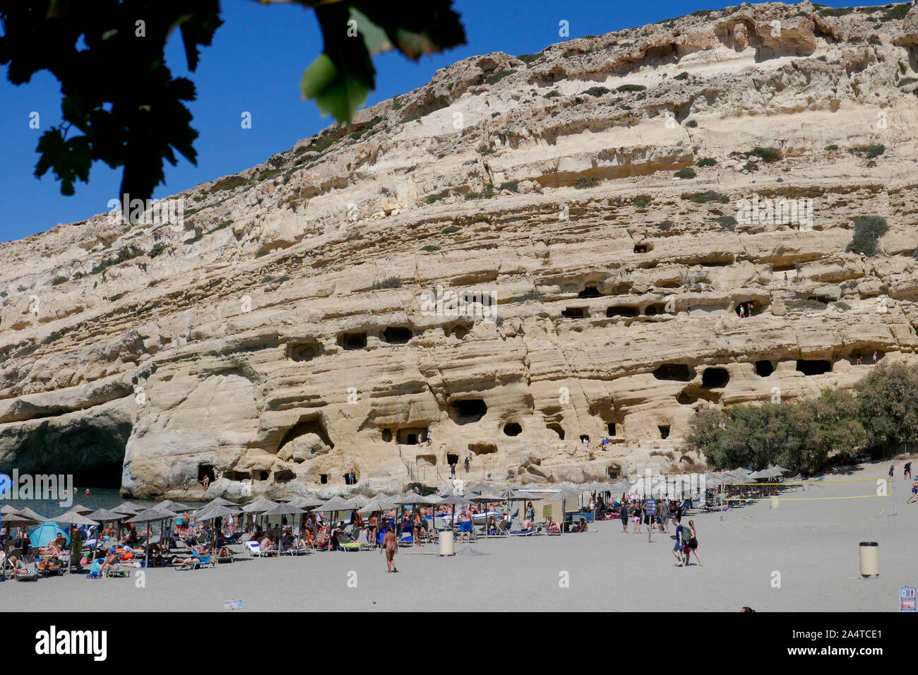 Célèbre la plage de Matala en Crète en Grèce Banque D'Images