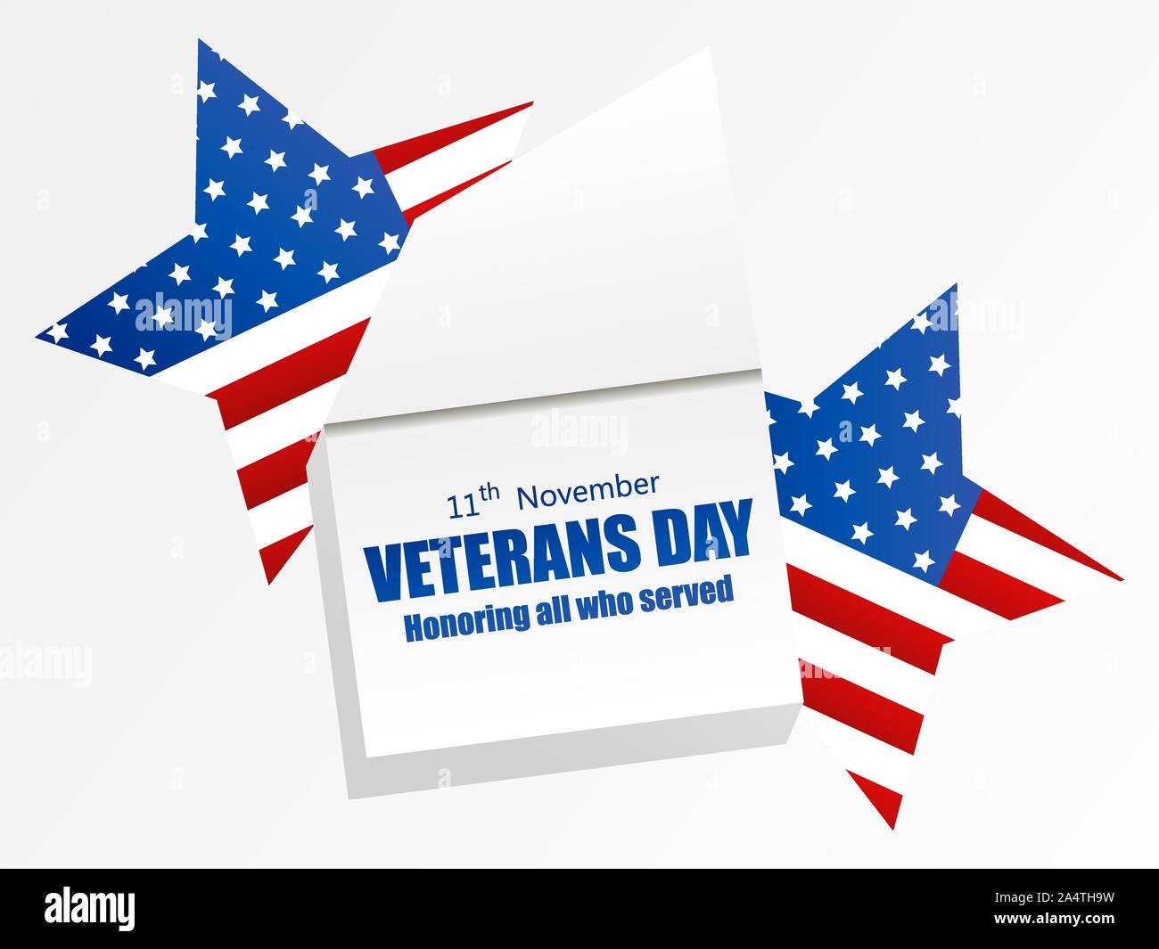 11 novembre Jour des anciens combattants. Honorer tous ceux qui ont servi. Calendrier avec une date de fête. Étoile à cinq branches avec drapeau USA. Vector illustration Illustration de Vecteur
