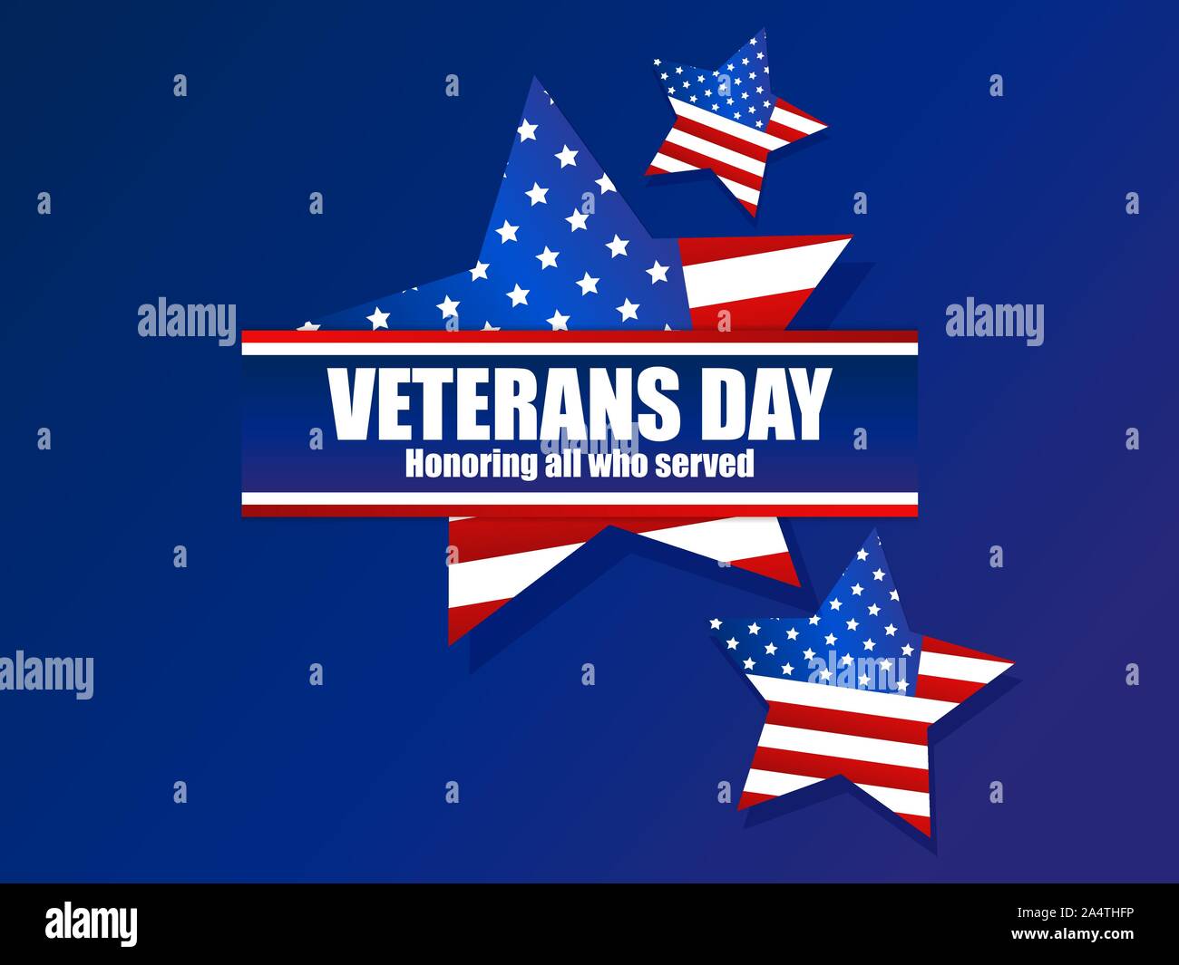 11 novembre Jour des anciens combattants. Honorer tous ceux qui ont servi. Carte de voeux avec ruban et étoiles. Étoile à cinq branches avec drapeau USA. Vector illustration Illustration de Vecteur