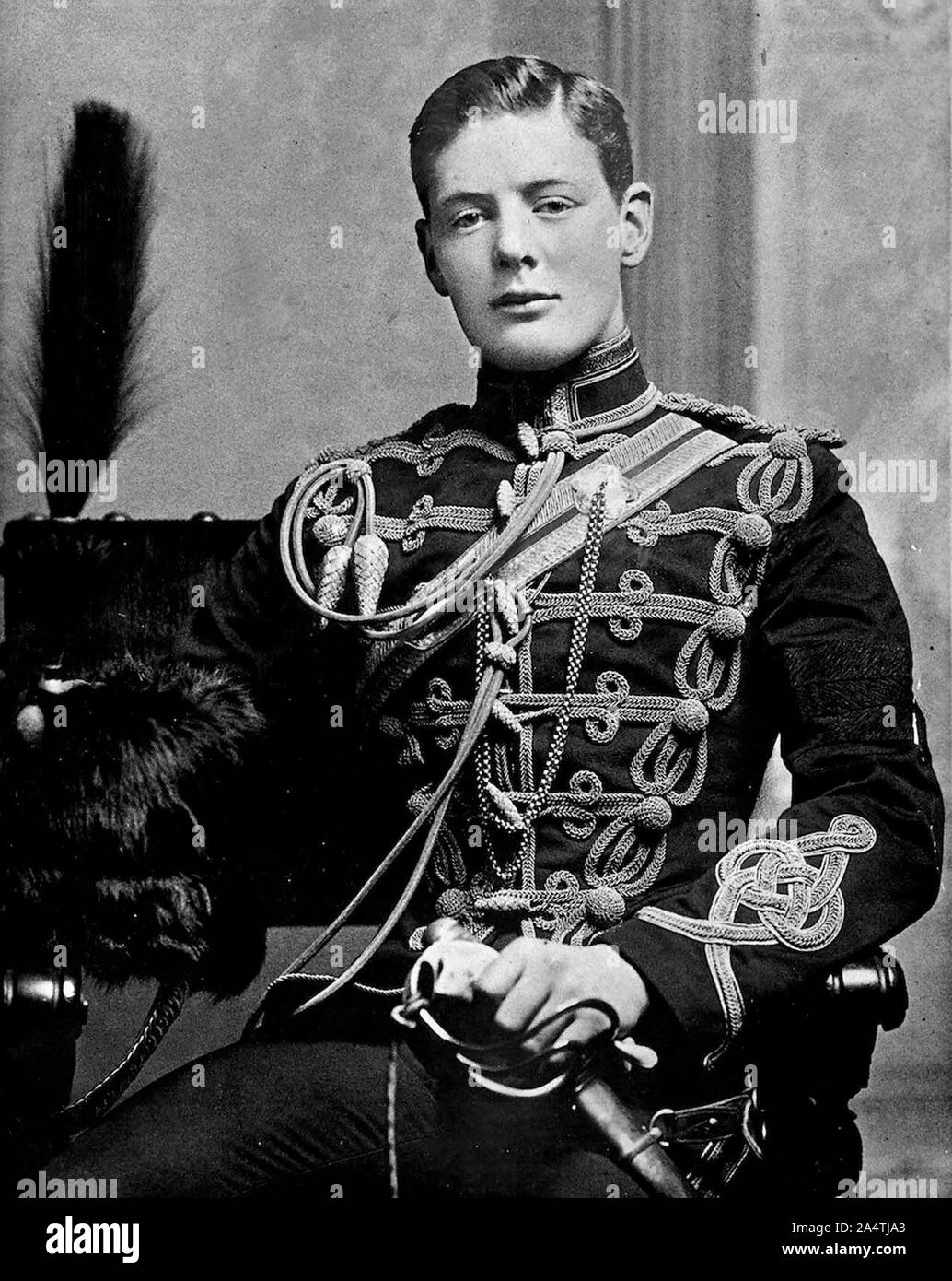 Jeune Sir Winston Churchill Banque D'Images