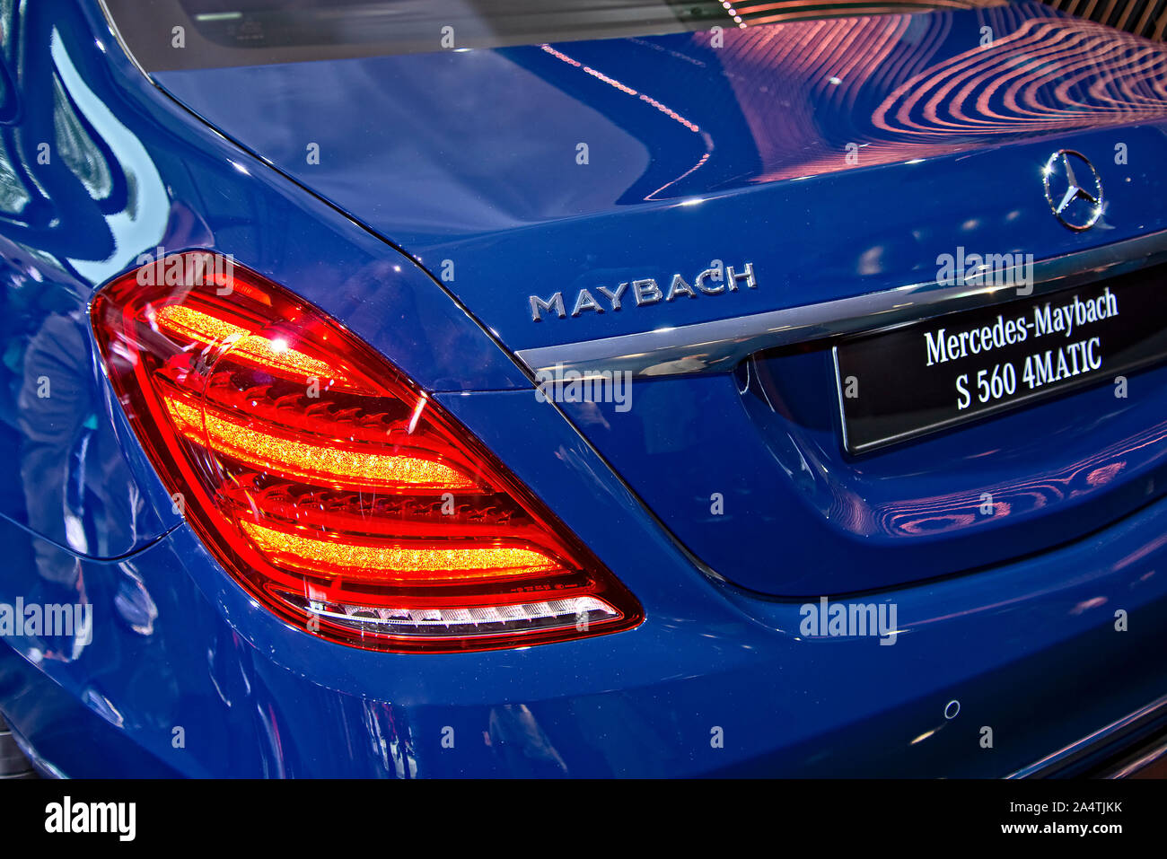 Francfort, Hesse / Allemagne - 13 septembre 2019arrière d'une berline Mercedes Maybach à l'IAA de Francfort Banque D'Images