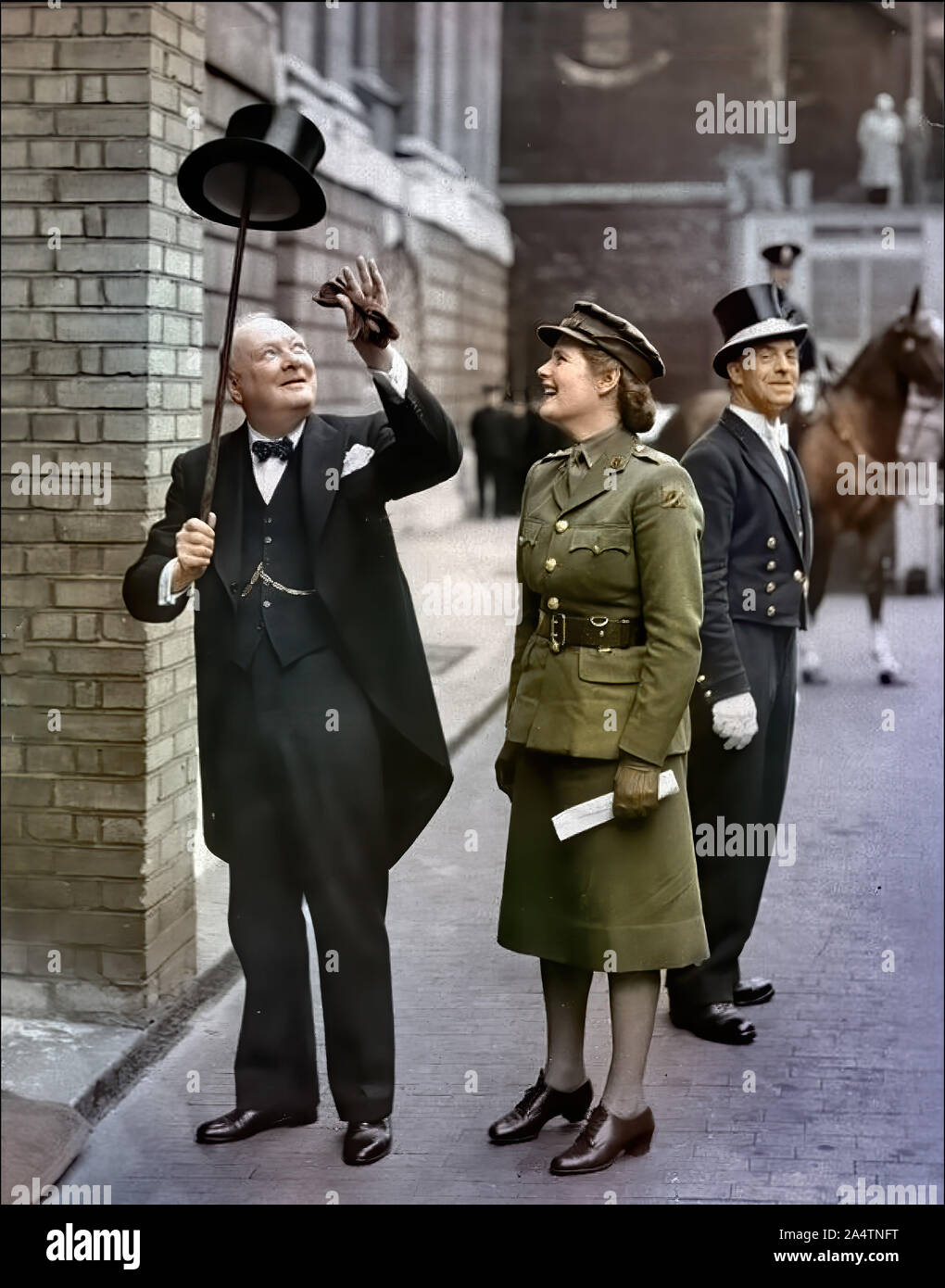 Rare photographie de sir Winston Churchill avec sa fille Banque D'Images