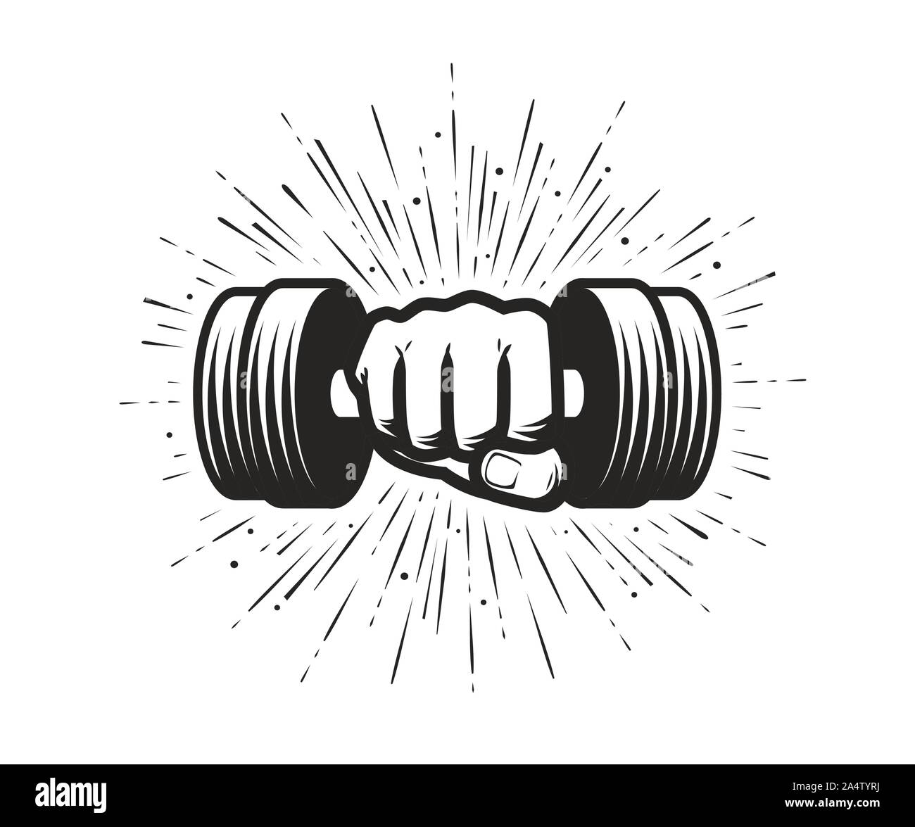 Bras avec haltère. Gym, logo fitness. Illustration vectorielle Illustration de Vecteur