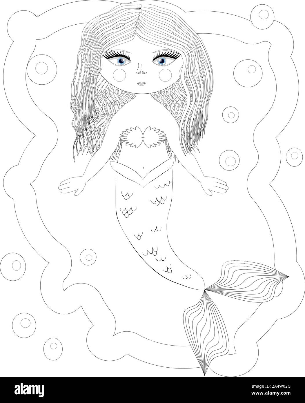 Livre de coloriage pour enfants : Little Mermaid et sea world Banque D'Images