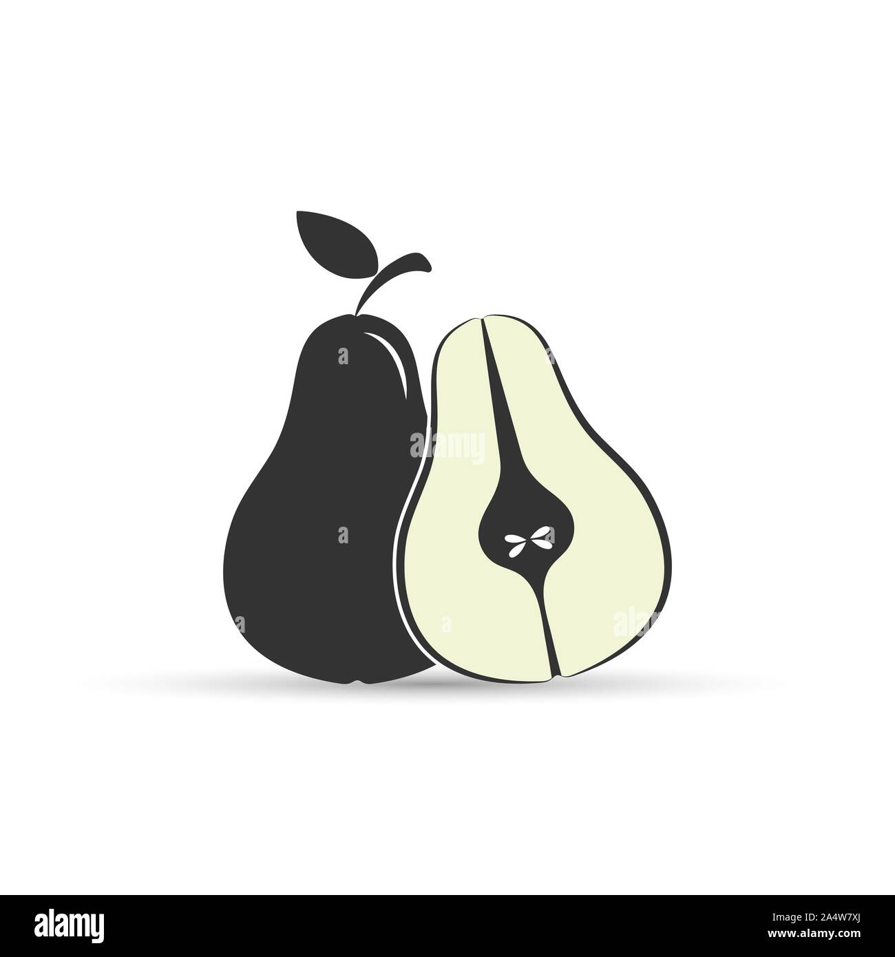 Ensemble De La Poire Et De La Moitie De Poire Un Dessin En Noir Et Blanc Design Simple Poire Icone Image Vectorielle Stock Alamy