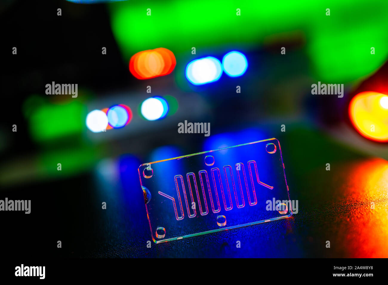 Organe-sur-puce (OOC) - dispositif microfluidique puce qui simule les organes biologiques c'est le type d'organes artificiels. Conception de prototypes de laboratoires sur puce Banque D'Images