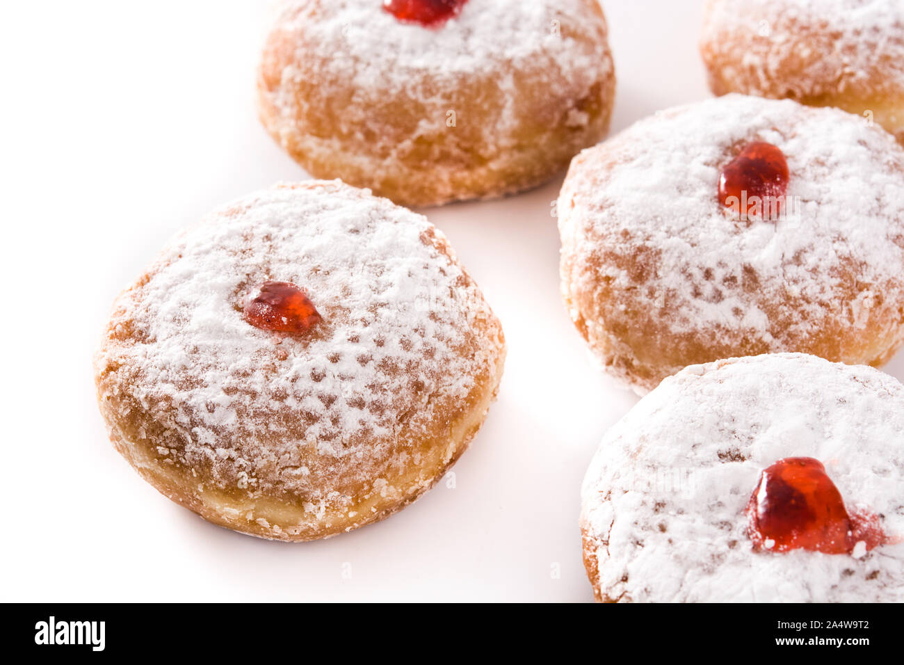 Hanouka sufganiyot. Beignets de Hanoucca juive traditionnelle. Banque D'Images