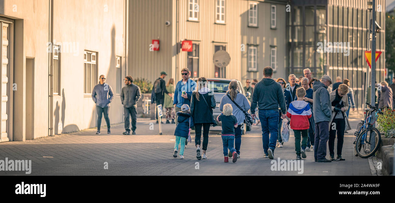 Des scènes de rue, Menningarnott célébration, Reykjavik, Islande Banque D'Images