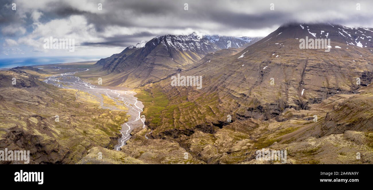 Paysage, Stadardalur valley, le Parc National de Vatnajökull, Islande Banque D'Images