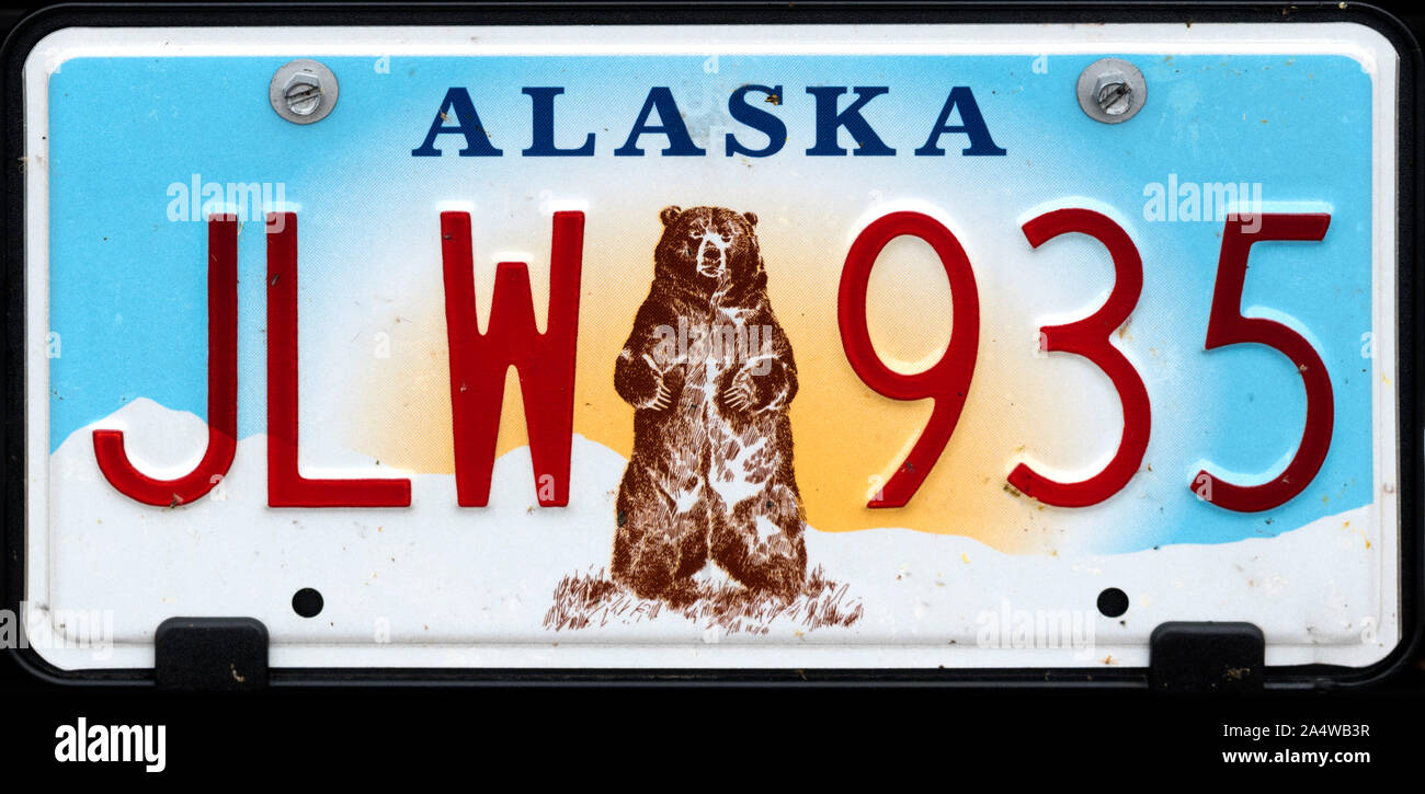 La plaque d'immatriculation de l'Alaska, USA Banque D'Images