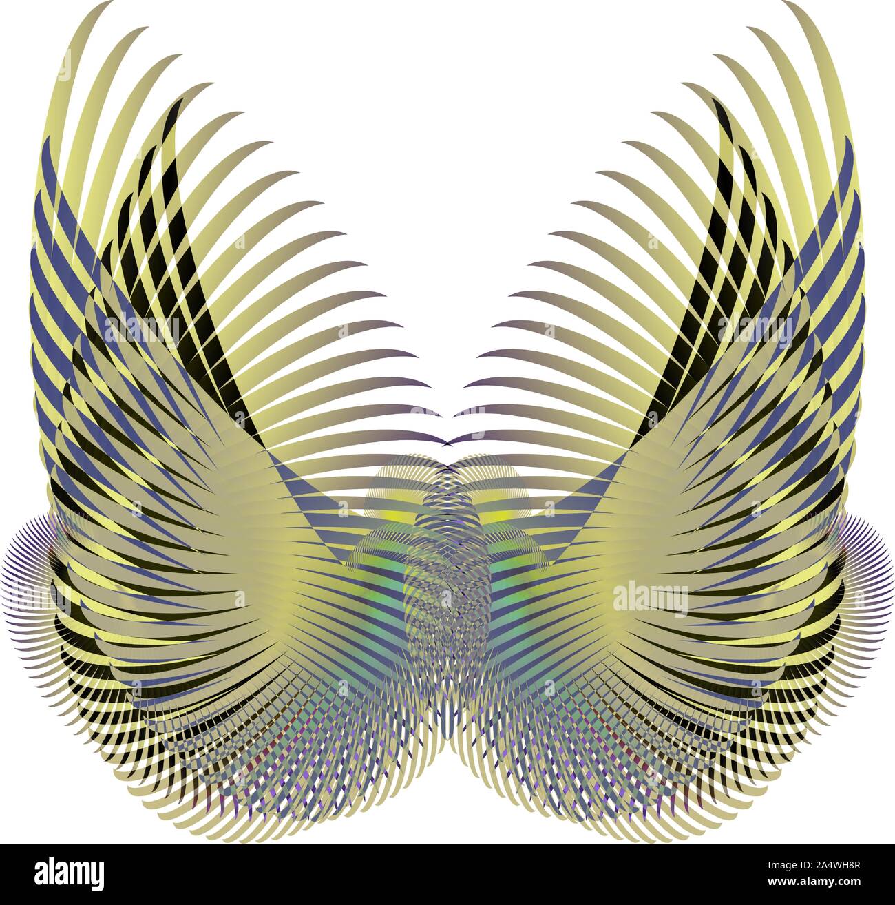Vecteur complexe de conception en miroir avec plusieurs dégradés de couleur qui ressemble à une paire d'ailes d'ange ou d'oiseaux. Illustration de Vecteur