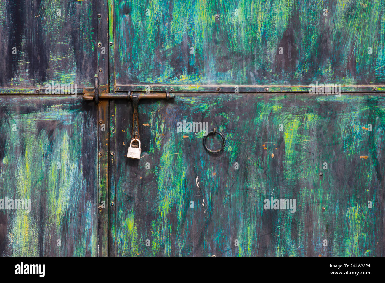 Grande porte verte. Banque D'Images