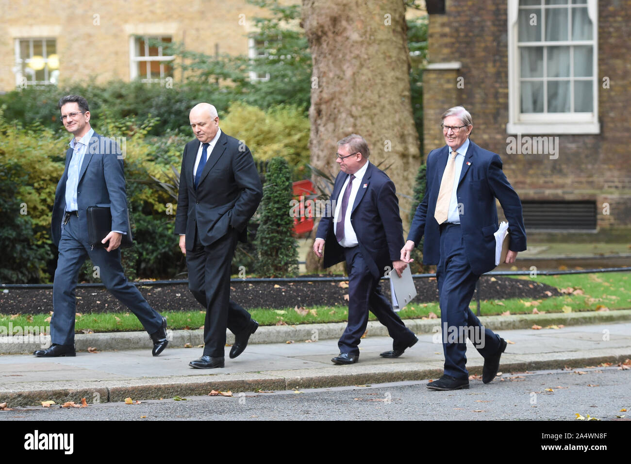 (De gauche à droite) Le président du groupe de recherche Steve Baker, Iain Duncan Smith, Mark Francois et monsieur Bill Paiement par Downing Street, Londres. Banque D'Images