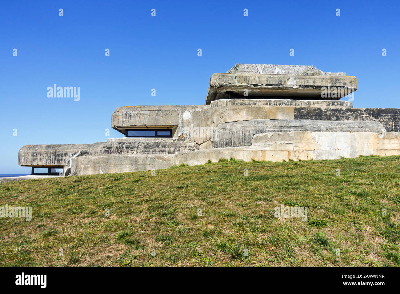 Musée Mémoire 39-45, WW2 museum en allemand Graf Spee batterie d'artillerie navale poste de commandement, Plougonvelin, Finistère, Bretagne, France Banque D'Images