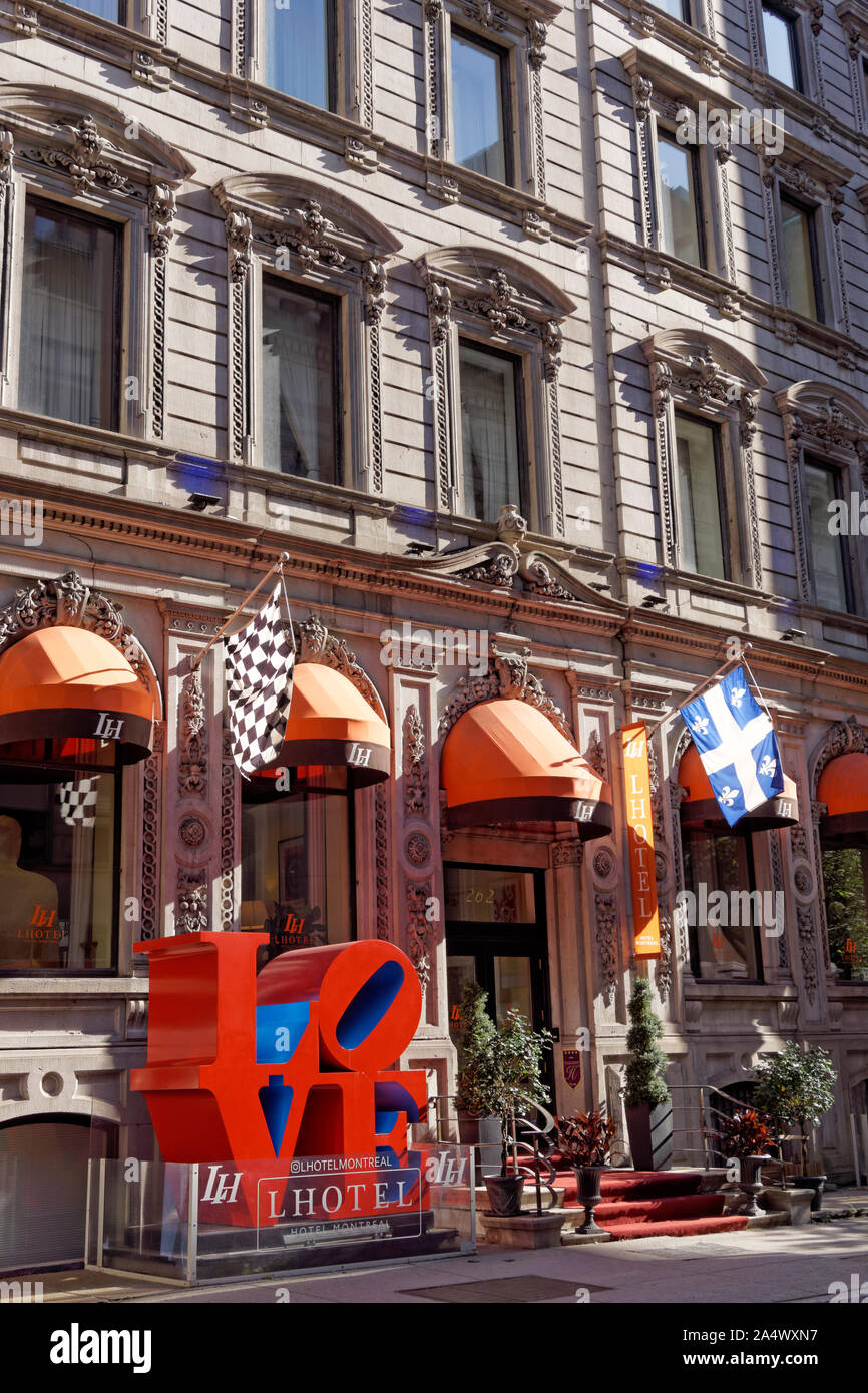 Façade de LHotel Montreal (amour) de l'hôtel boutique hotel dans le Vieux Montréal, Québec Canada Banque D'Images