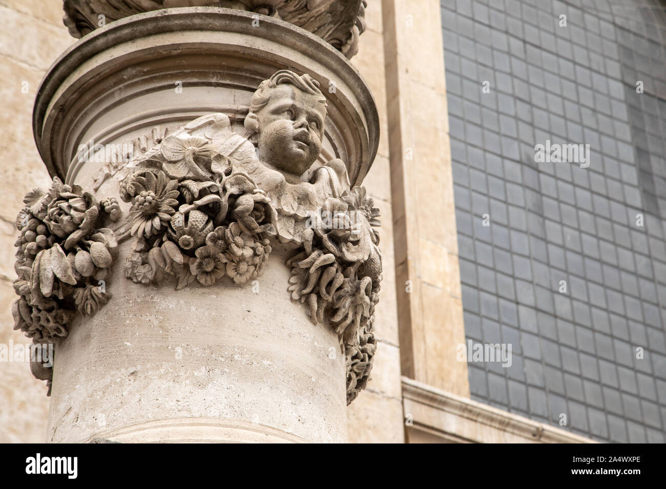 Pierres sculptées chérubin à Saint Paul's Cathedral Banque D'Images