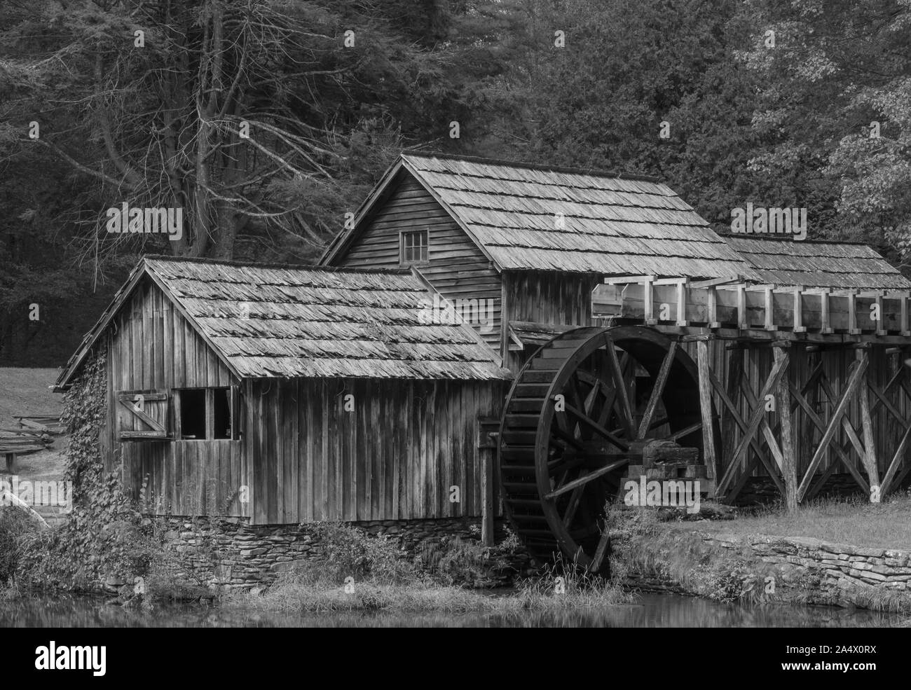 Noire $ blanc Photographies de Mabry Mill sur le Blue Ridge Parkway en Virginie Banque D'Images