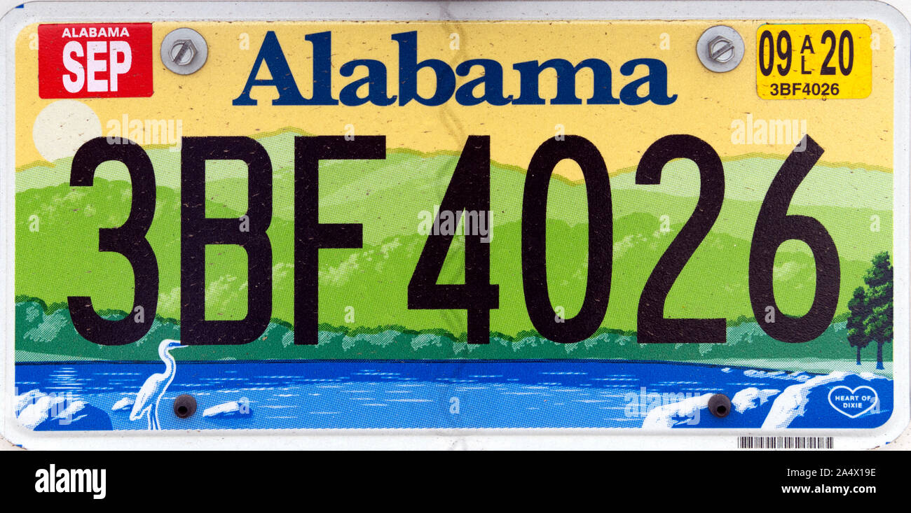 La plaque d'immatriculation de l'Alabama, USA Banque D'Images