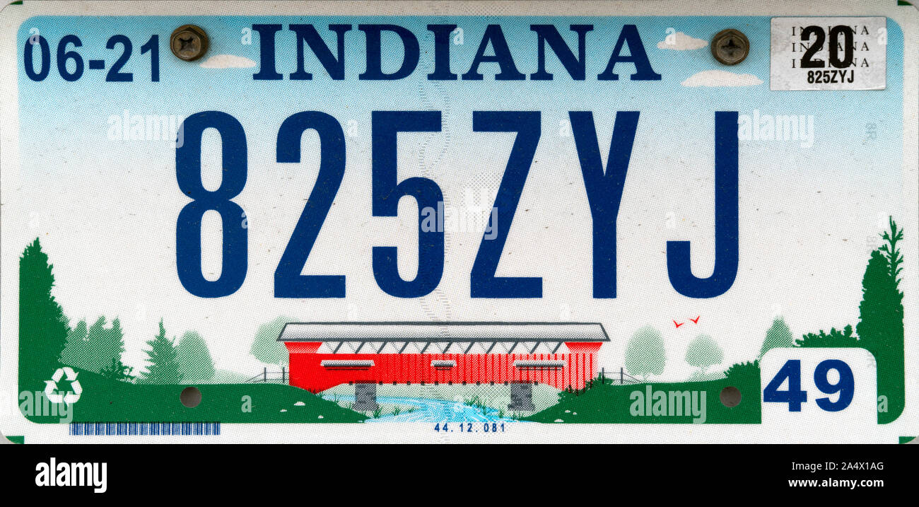 La plaque d'immatriculation de l'Indiana, USA Banque D'Images