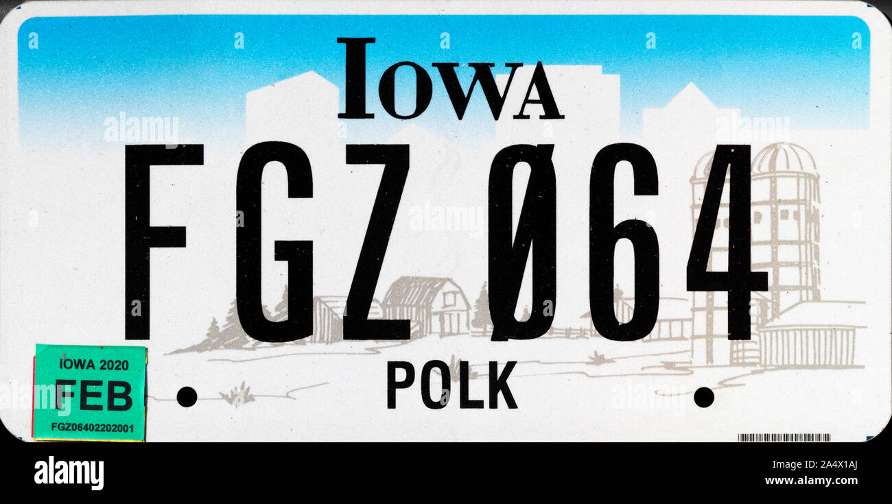 La plaque d'immatriculation de l'Iowa, USA Banque D'Images