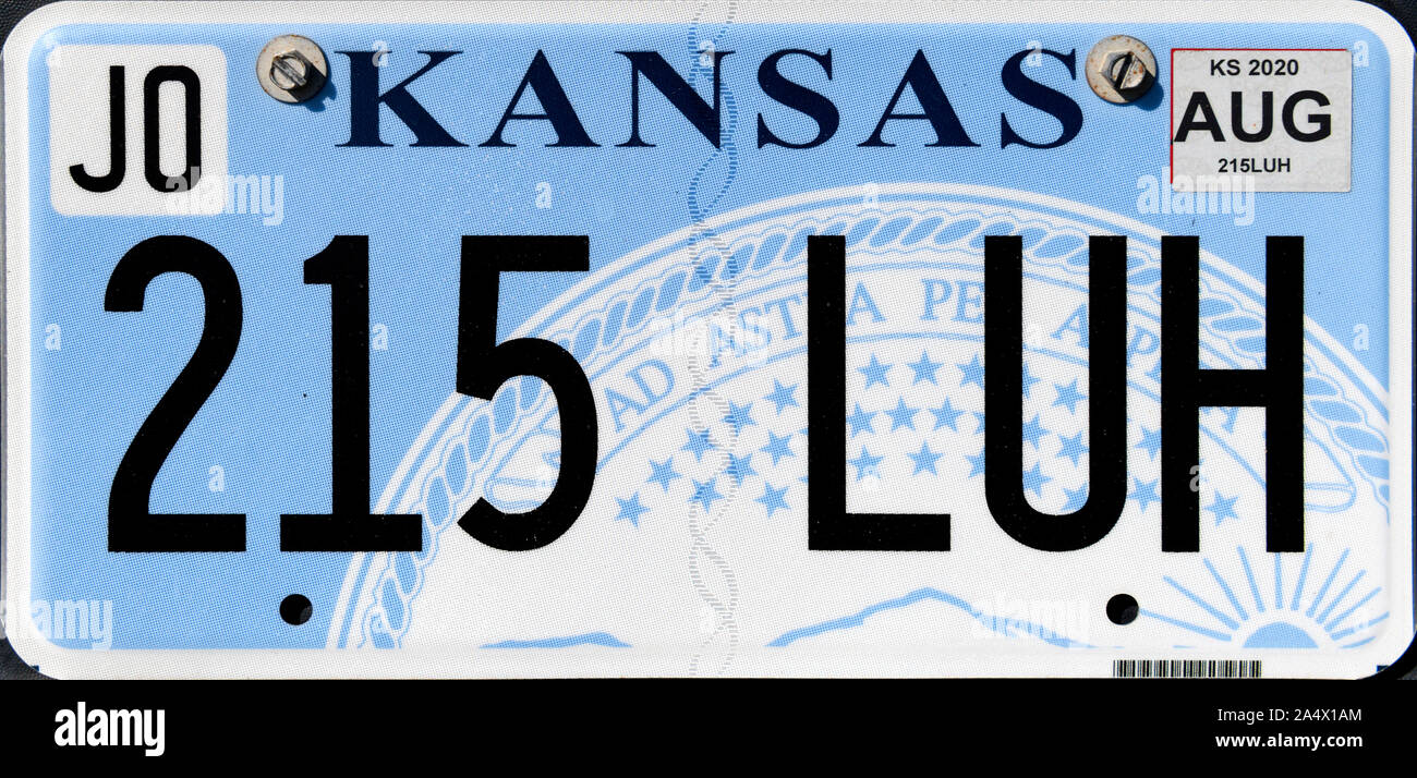 La plaque d'immatriculation du Kansas, USA Banque D'Images