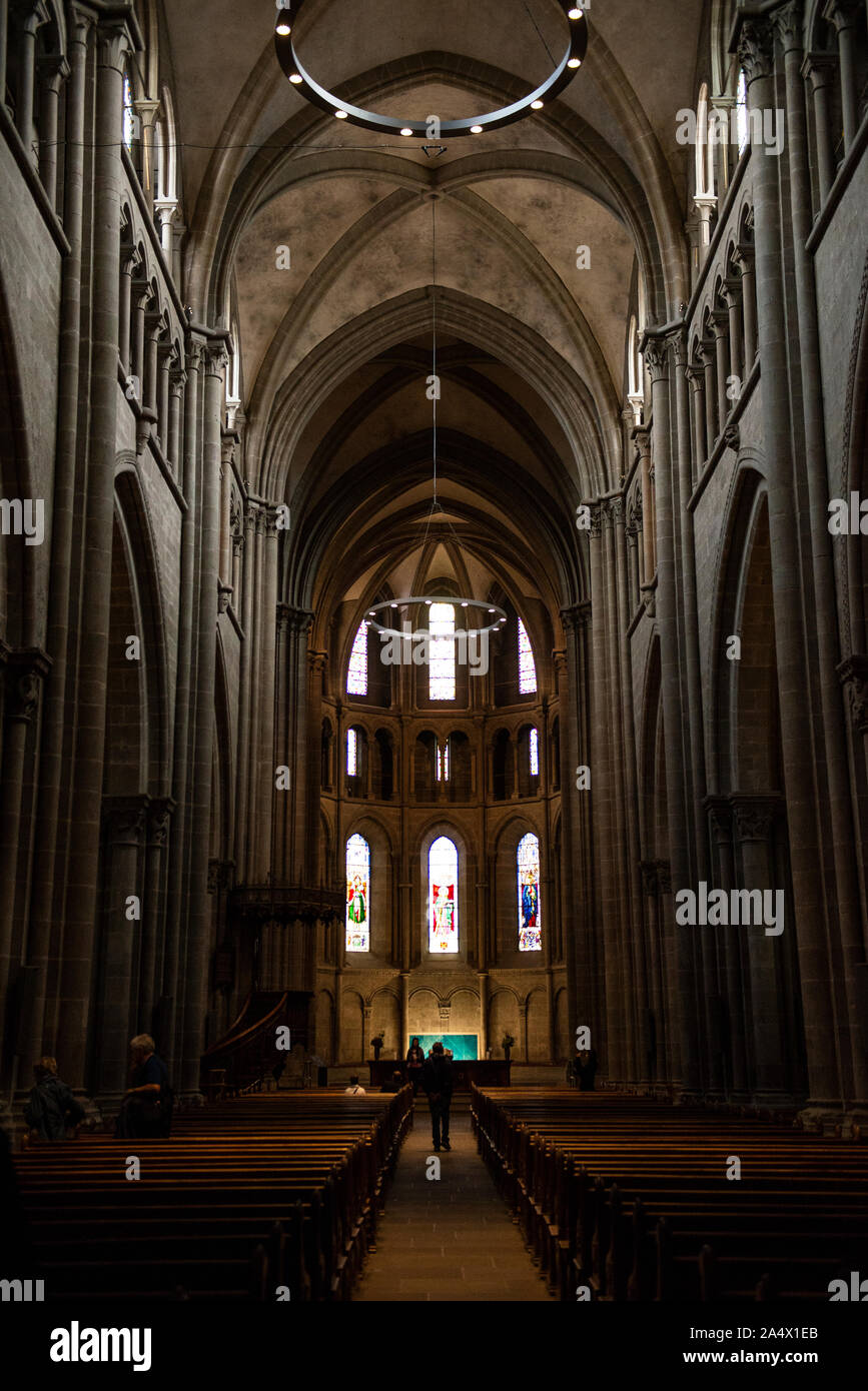 Vitraux à l'intérieur de la cathédrale St Pierre de Genève, Genève Banque D'Images