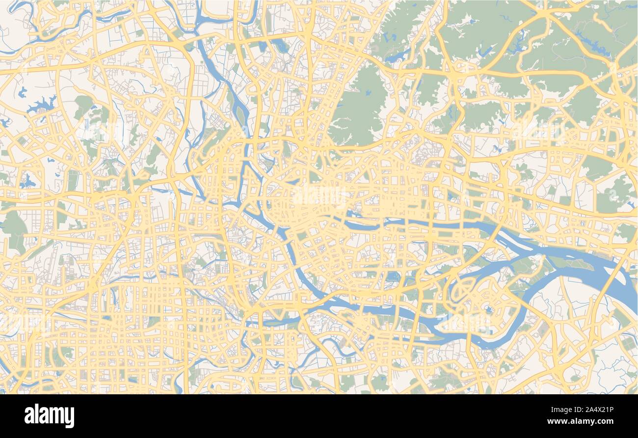 Version imprimable Plan de Guangzhou, province du Guangdong, Chine. Modèle de carte pour un usage en entreprise. Illustration de Vecteur