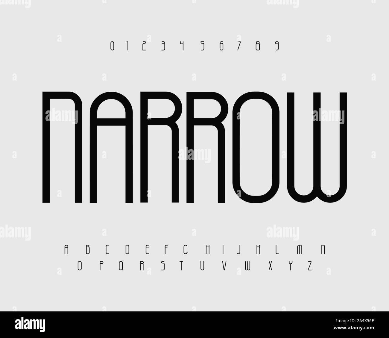 Narrow Bold font avec de fines Lettres hautes Illustration de Vecteur