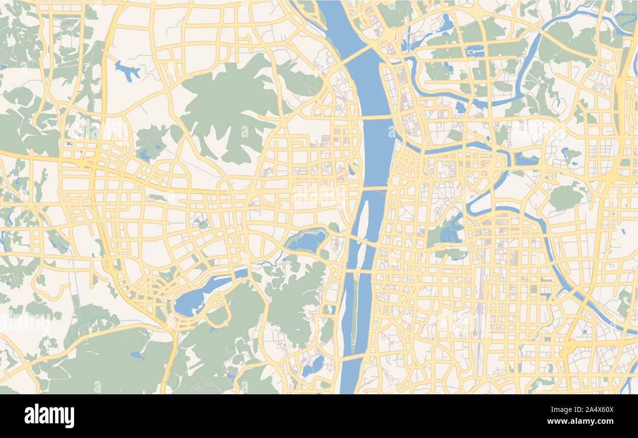 Version imprimable Plan de Changsha, Province du Hunan, Chine. Modèle de carte pour un usage en entreprise. Illustration de Vecteur