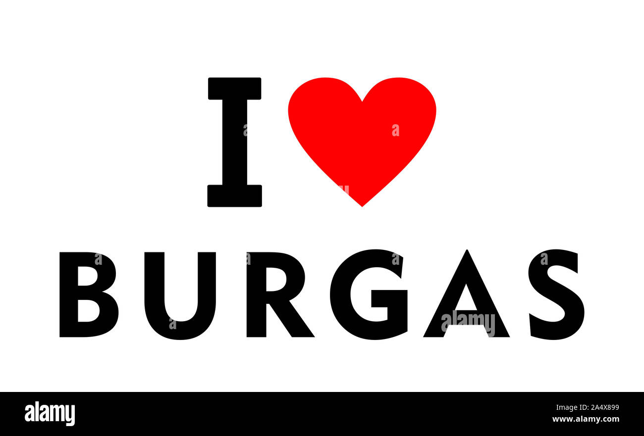 J'adore la ville de Burgas Bulgarie pays symbole coeur Banque D'Images