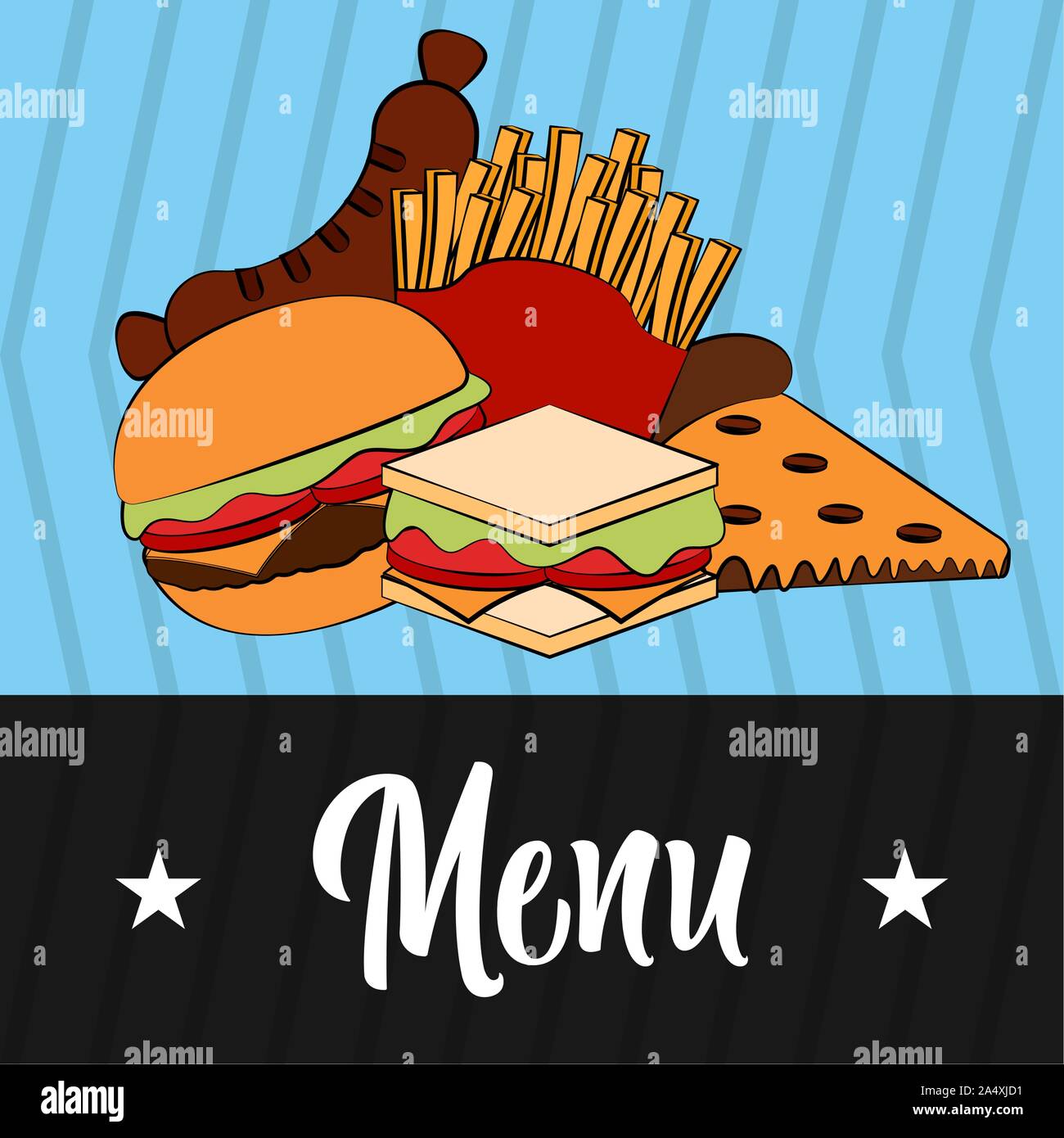 Menu fast food. Restaurant menu design - Vector illustration Illustration de Vecteur