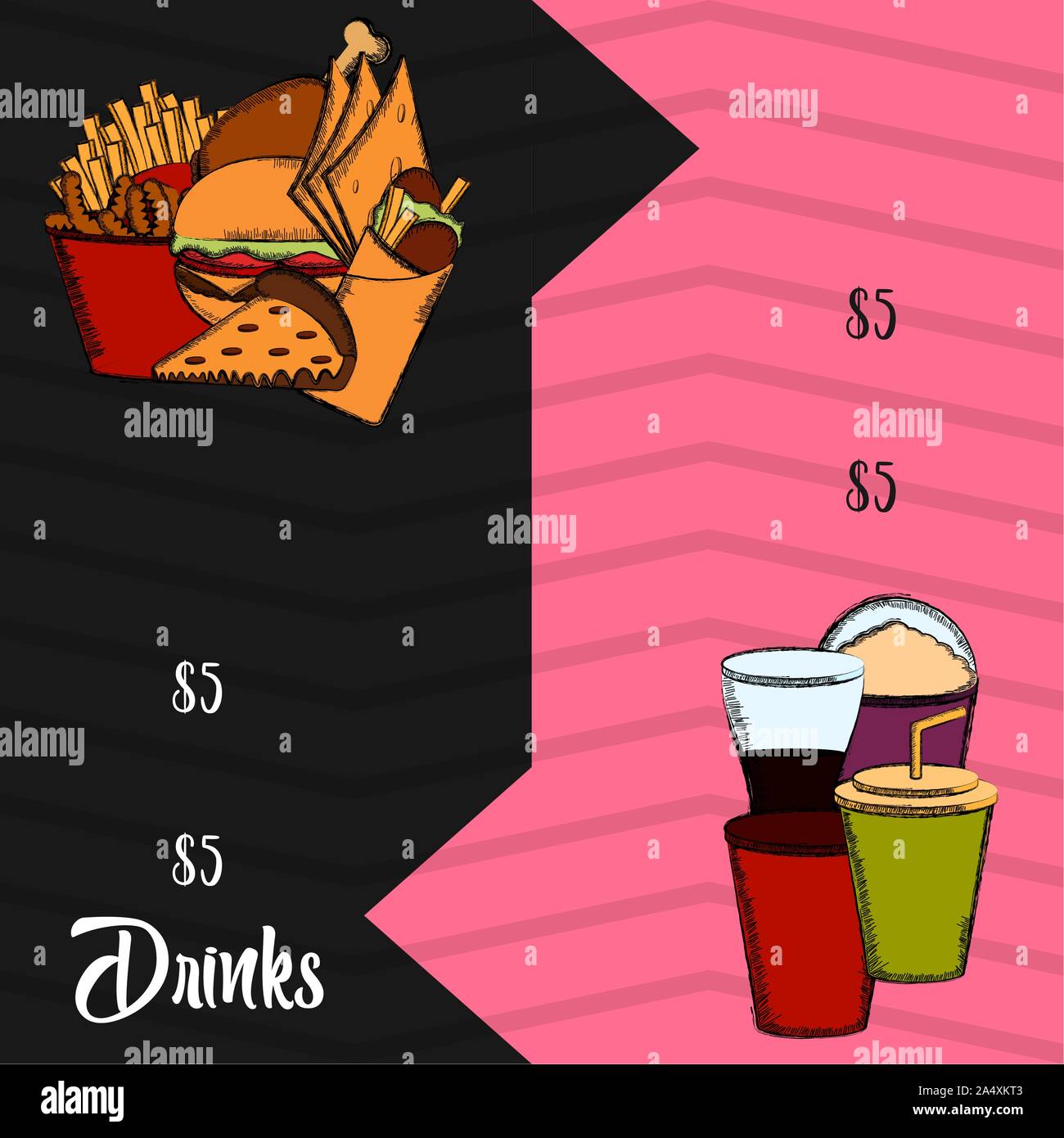 L'alimentation et de boissons. Restaurant menu design - Vector illustration Illustration de Vecteur