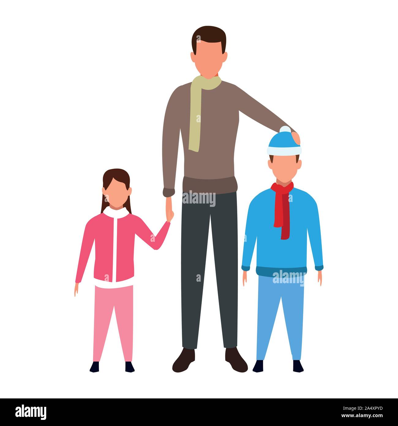 Avec les enfants, l'homme avatar télévision design coloré Illustration de Vecteur