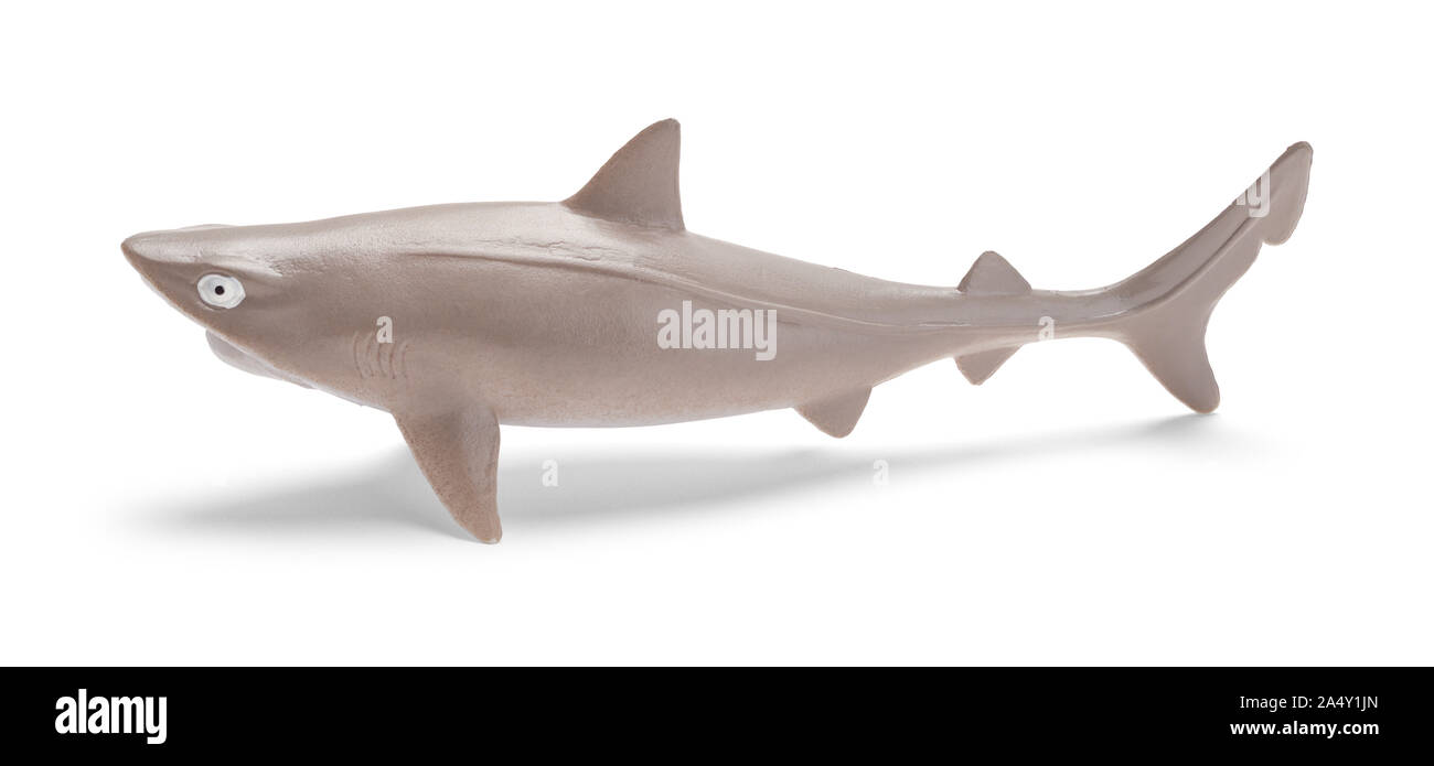 Requin gris de Toy Vue Latérale isolée en blanc. Banque D'Images
