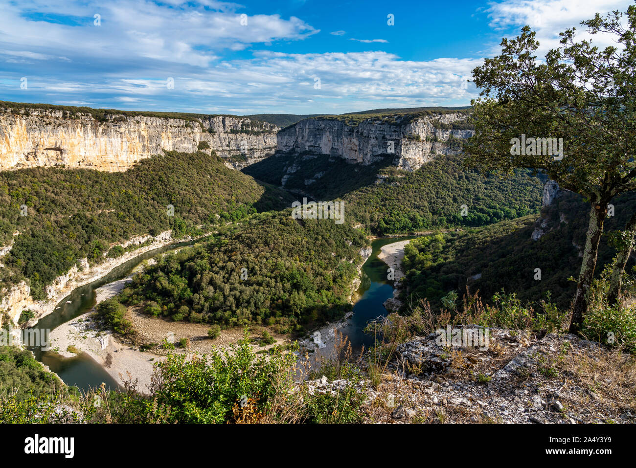Vue paysage autour de bidon en Ardèche, France Banque D'Images