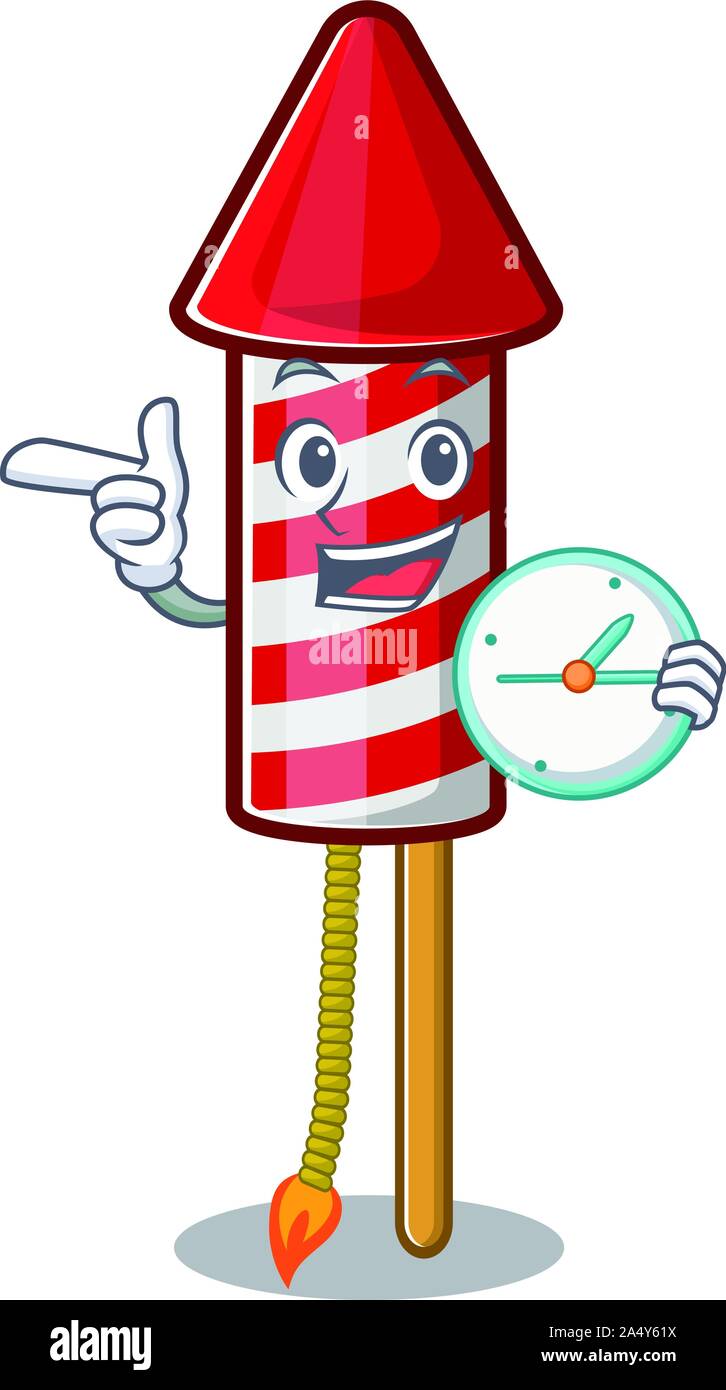 Réveil avec fusée d'artifice placés dans Mascot fort Illustration de Vecteur