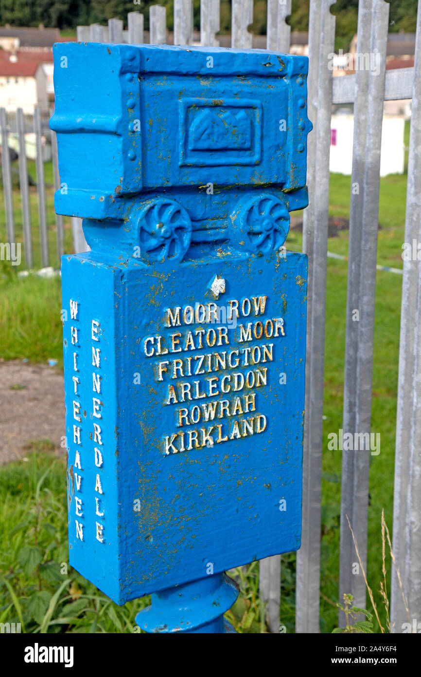 Le thème des chemins de signalisation le long du chemin de fer Ennerdale, partie de la côte à l'autre balade à vélo Banque D'Images