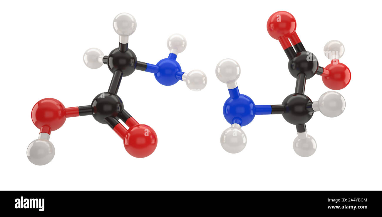Molécule Glycine structure 3d illustration with clipping path Banque D'Images