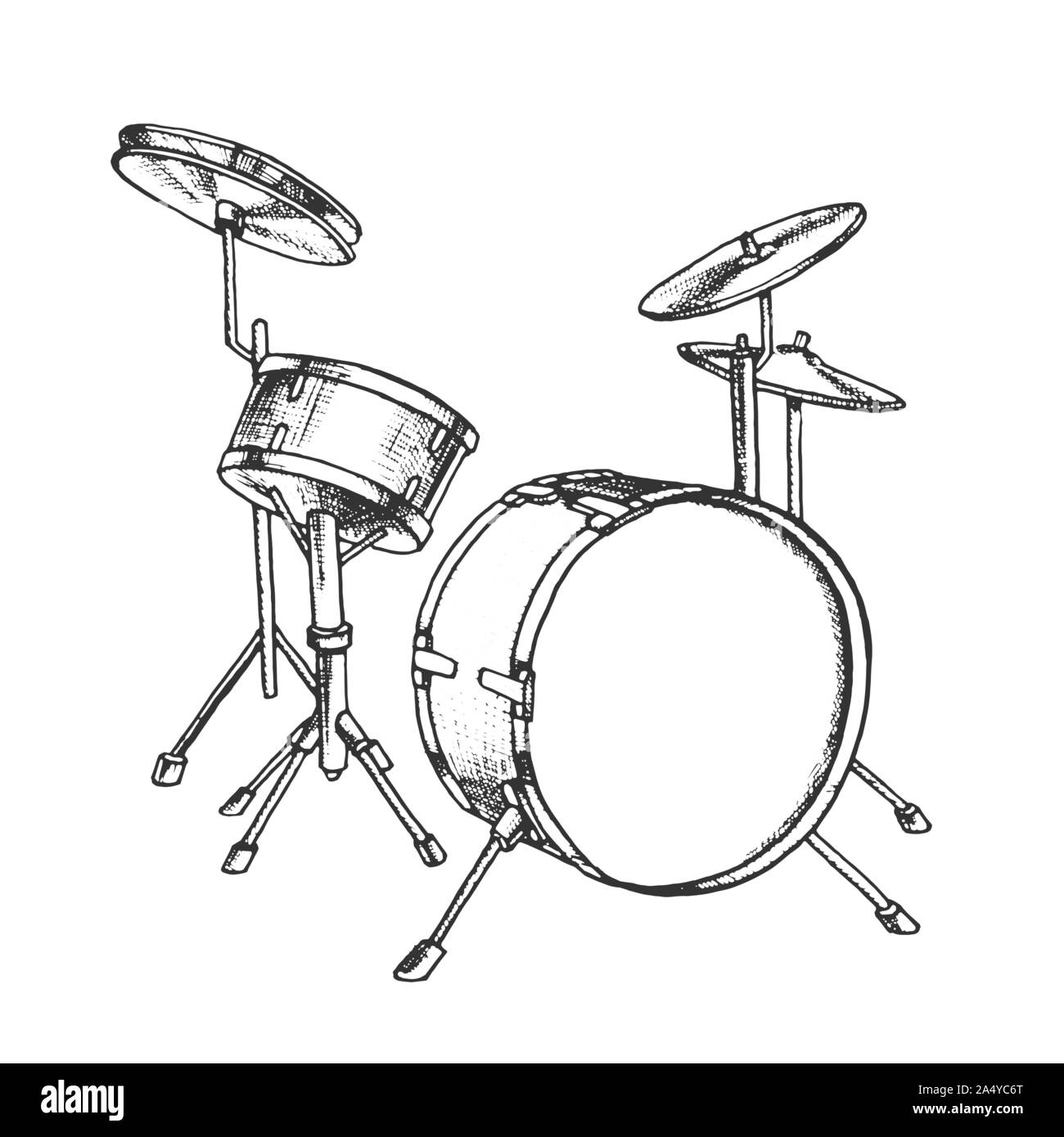 Instrument de musique rythmique du tambour vecteur Monochrome Illustration de Vecteur