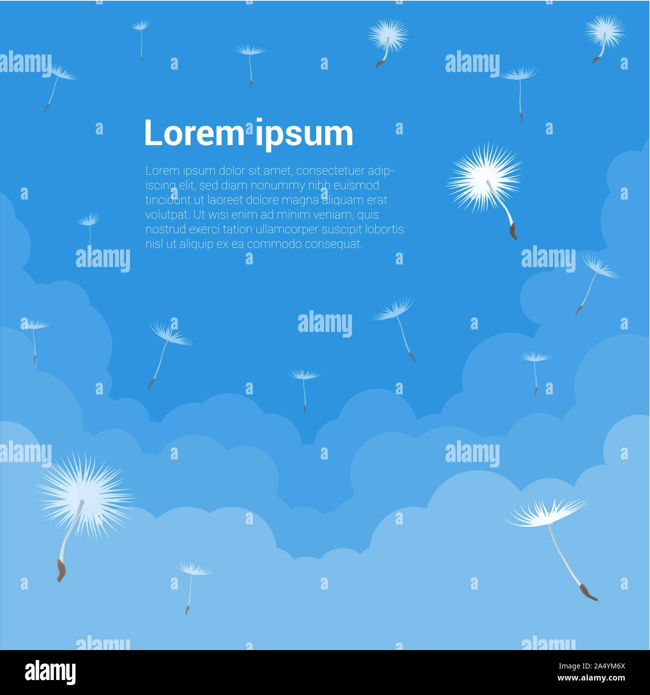 Graines de pissenlit souffle loin sur le vent Illustration de Vecteur