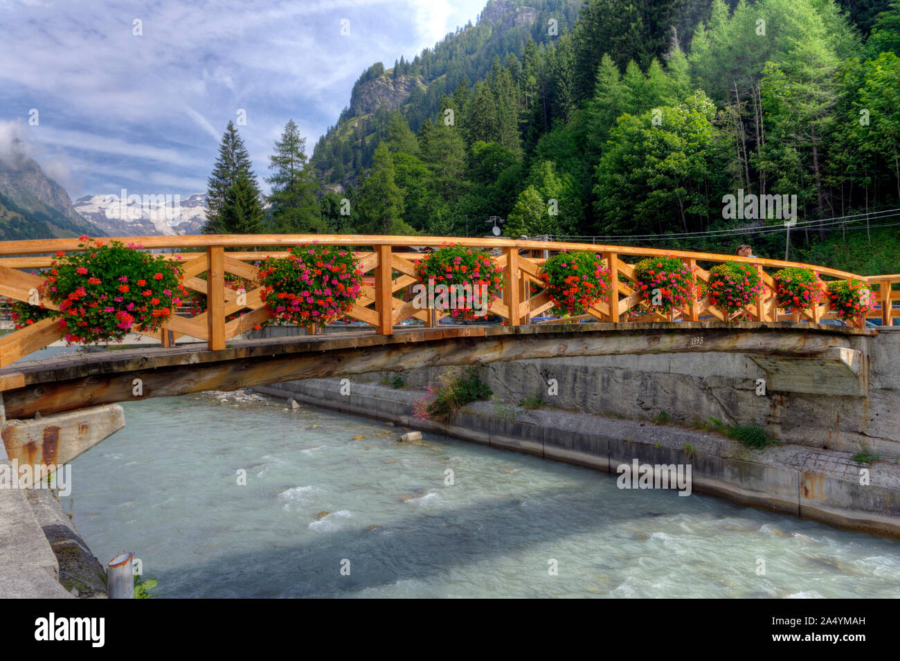 L'Italie, vallée d'Aoste, Gressoney-Saint-Jean, Lys, torrent Monte Rosa dans différents Banque D'Images