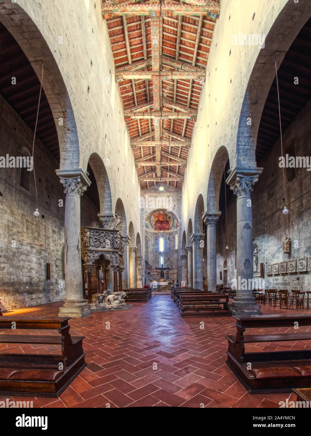 Pistoia, Toscane, Italie Sant'Andrea intérieur de l'église, l'un des plus visité de la ville, destination touristique Banque D'Images