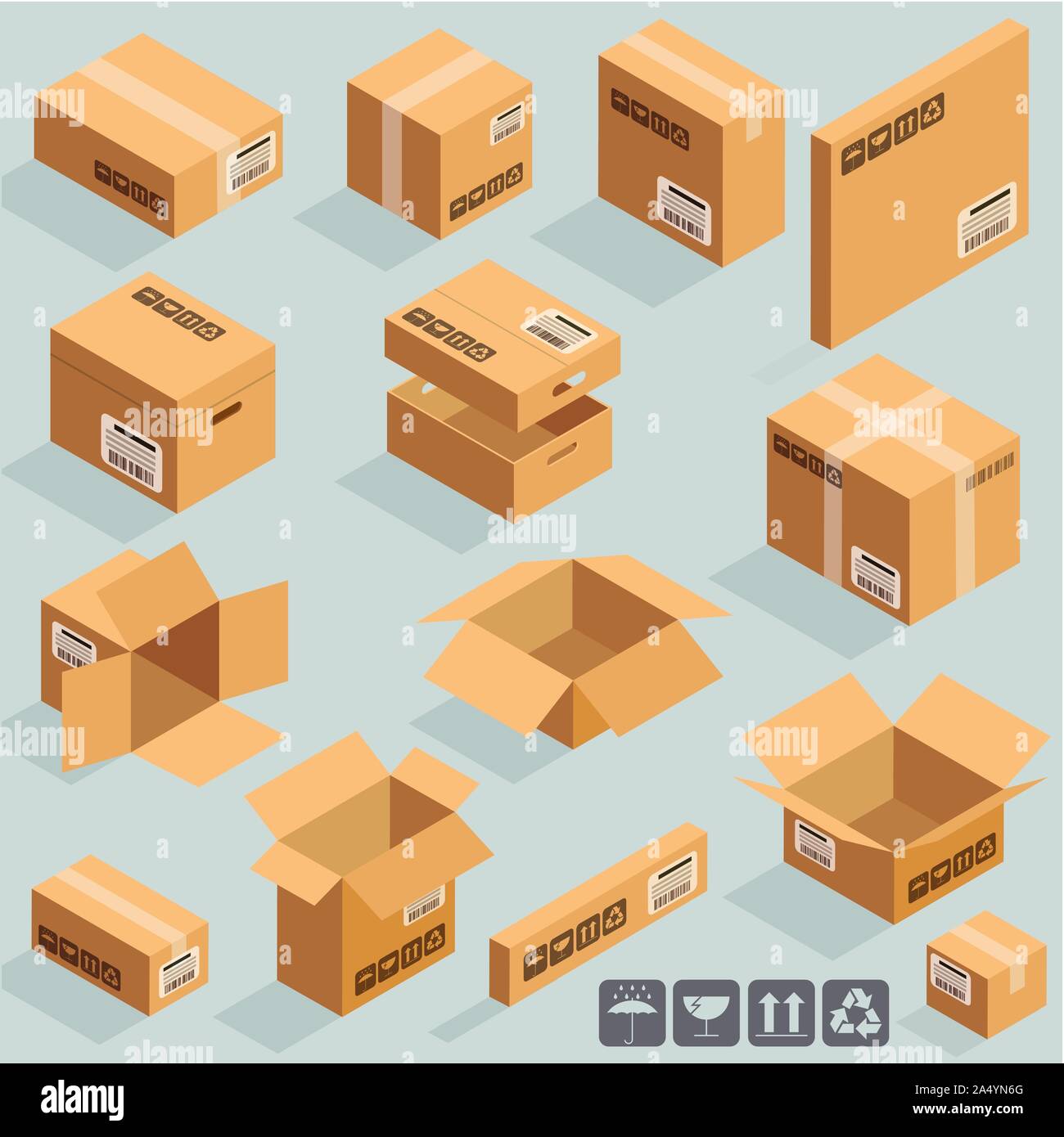 Boîtes en carton brown Illustration de Vecteur