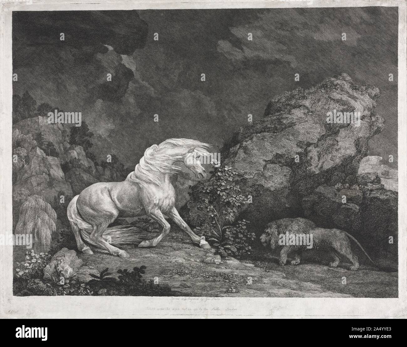 Un cheval effrayé par un lion, 1777. Banque D'Images