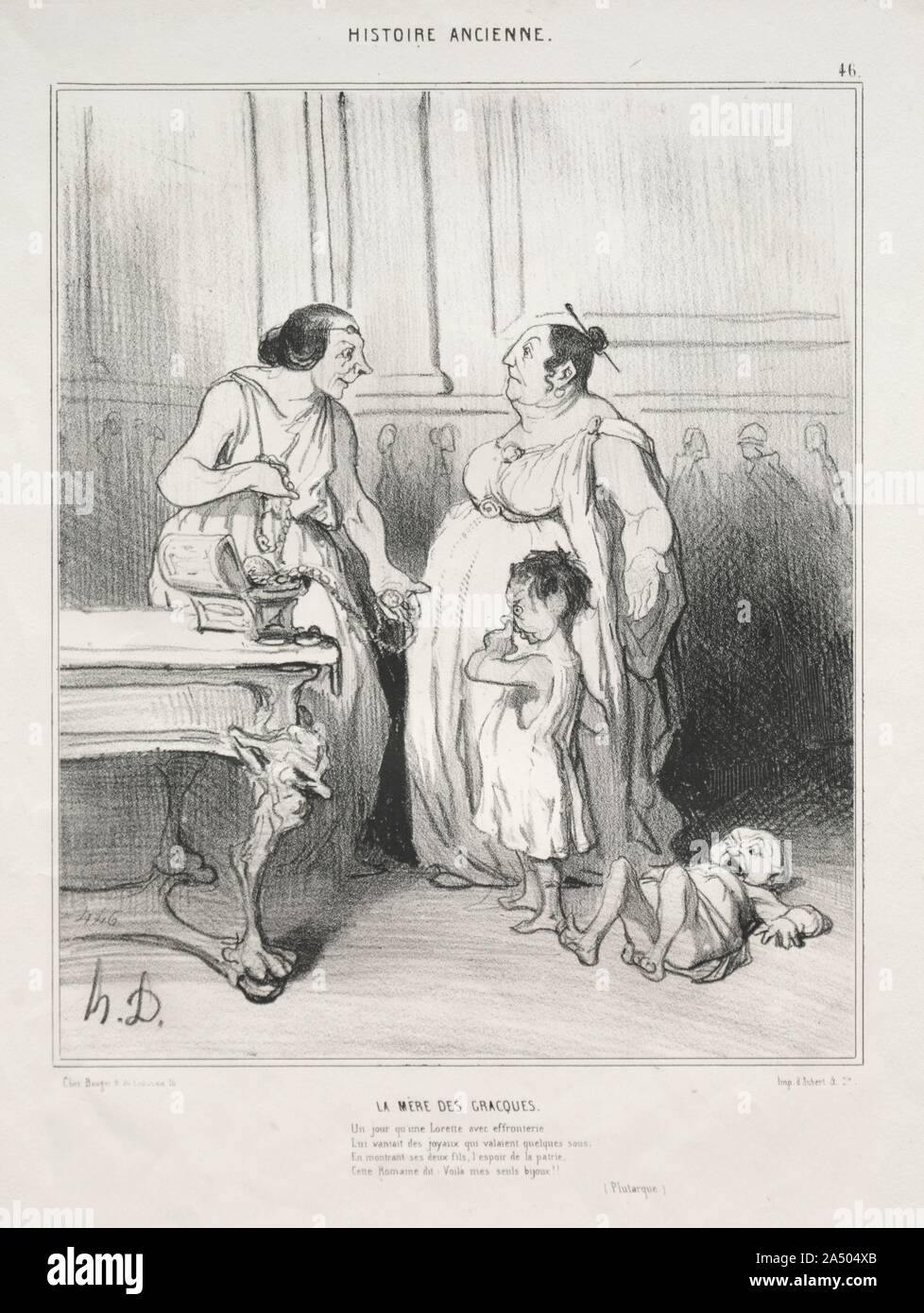 L'histoire ancienne, la plaque 46 : La Mère de l'Gracchi, 1842. Banque D'Images